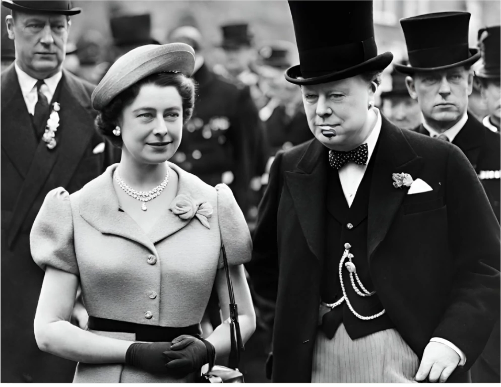 Churchill e a Rainha Elizabeth II